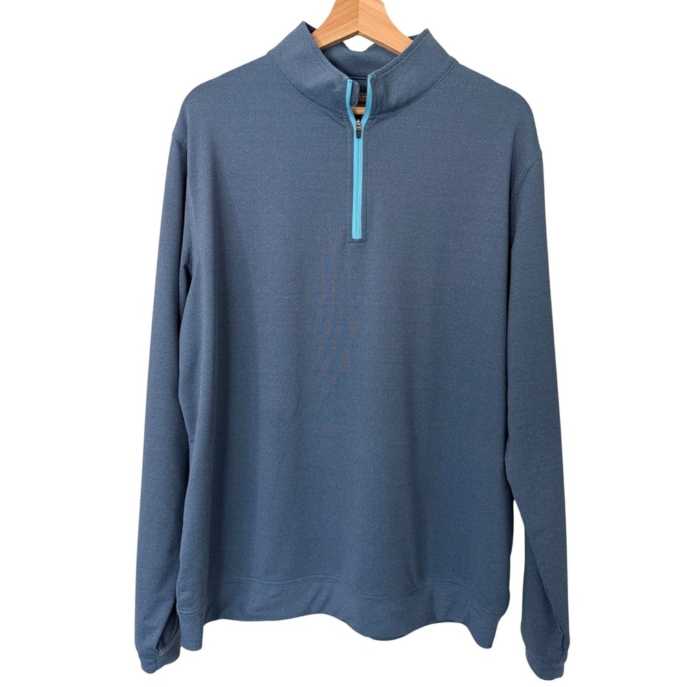Peter Millar Crown Sport Mens Blue 1/4 Zip Pullover Size Large Performance Golf